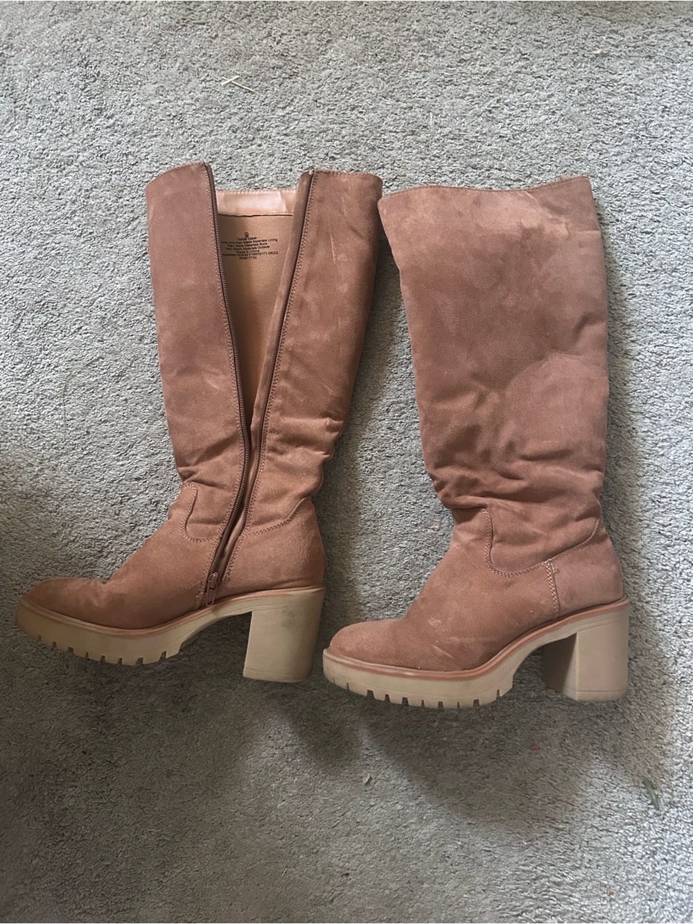 Tan knee high boot heels
